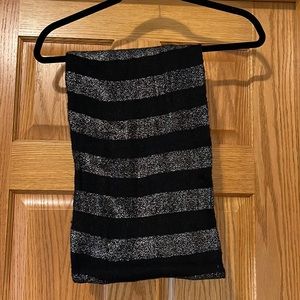 Express Black Silver Striped Infinity Scarf